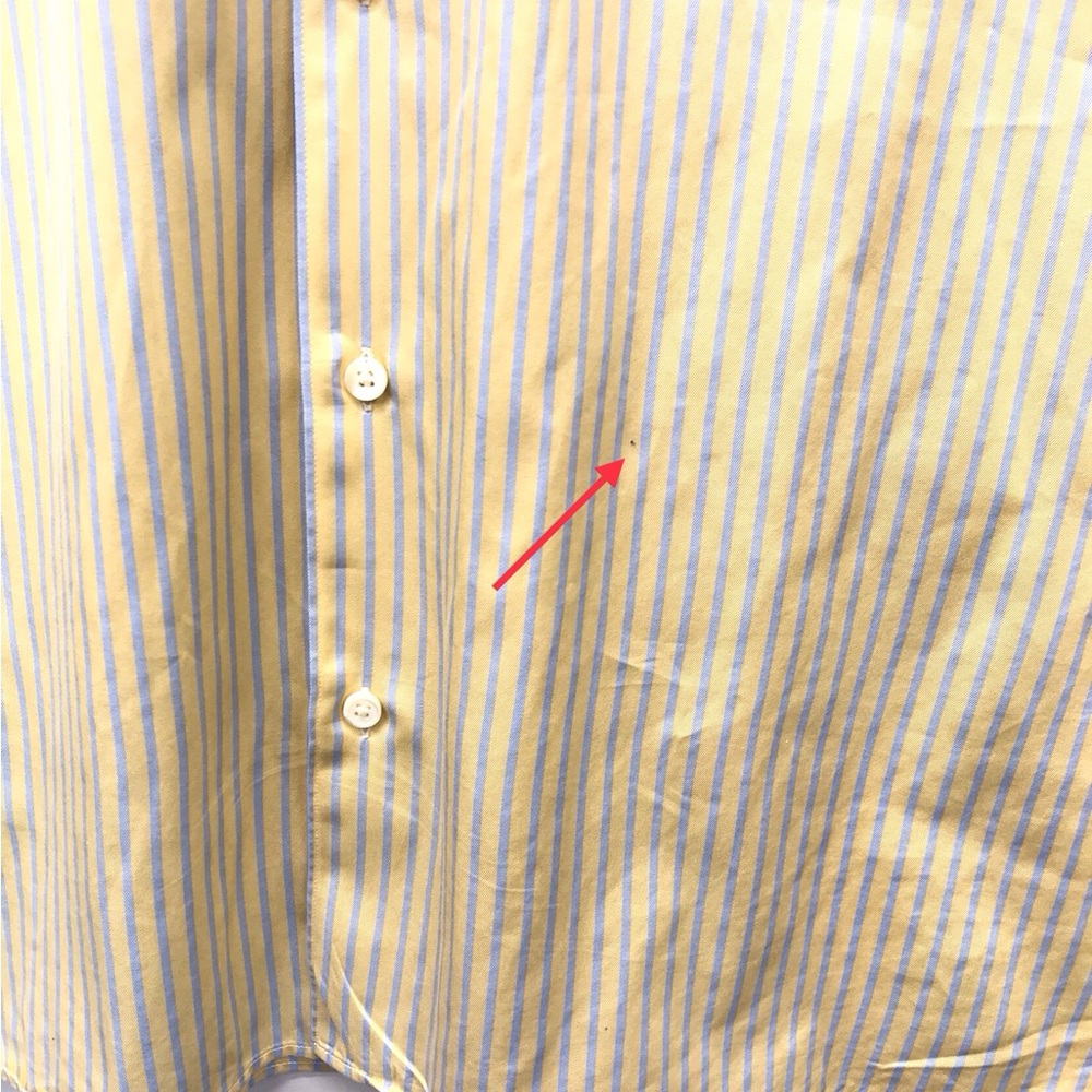 Ermenegildo Zegna Shirt Mens L Yellow Blue Striped Button Down Cotton Italy Made - Picture 7 of 9